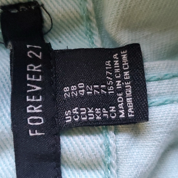 Forever 21 Distressed Denim Frayed Cut off Jeans Shorts Seafoam - Picture 3 of 4